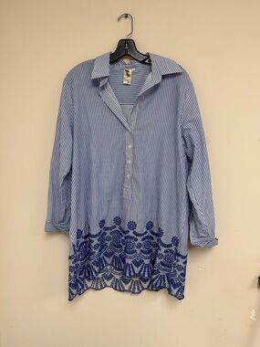 Violet Kay Blue and White Striped Top